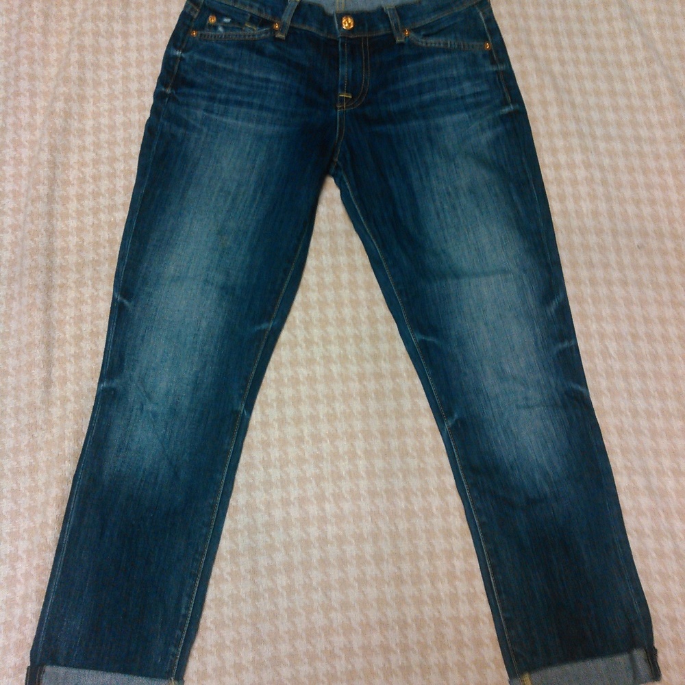 7 for all mankind, "the skinny" crop & roll